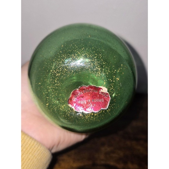 Murano Art Glass Green Pear Gold Flake 5" - Picture 10 of 10
